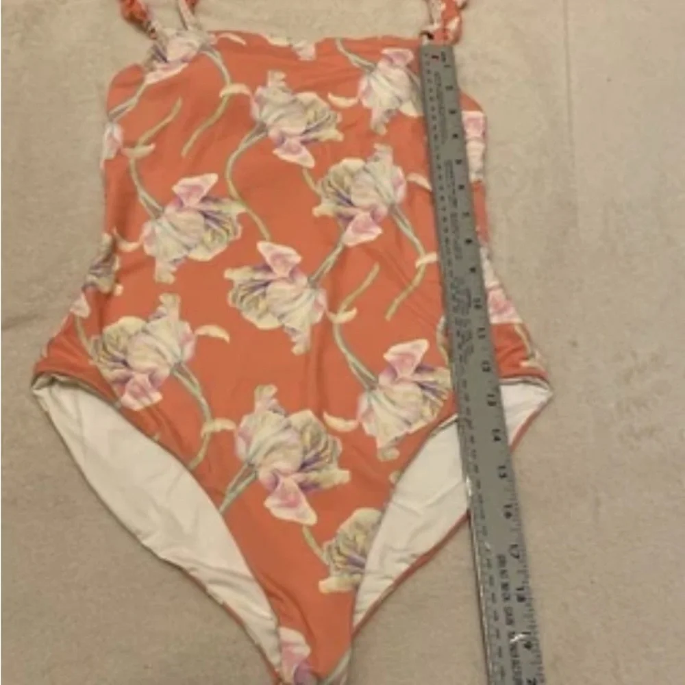 Dippin' Daisy's Peach Floral Ruffle One Piece Swimsuit